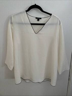 Alfani Cream Blouse with Black Trim